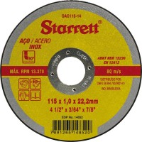 Disco Aco Inox Starrett - 4,1/2''X3,64''X7/8'' - Fino 1,0Mm -Dac115-14 - Kit C/12 Pecas