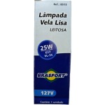 Lampada Vela Lisa Brasfort 25Wx127V. Leitosa - Kit C/10 Peças