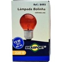 Lampada Colorida Brasfort 15Wx220V. Vermelha - Kit C/25 Peças