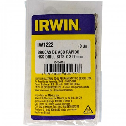 Broca Aco Rapido Irwin 3,0 Mm - Kit C/10 Peças