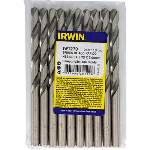 Broca Aco Rapido Irwin 7,0 Mm - Kit C/10 Peças