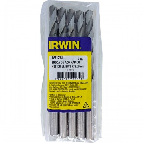 Broca Aco Rapido Irwin 8,0 Mm - Kit C/5 Peças