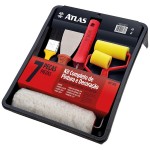 Kit Pintura Atlas Com 7 Pecas - Bandeja + Garfo + 3 Rolos + Espatula + Trincha