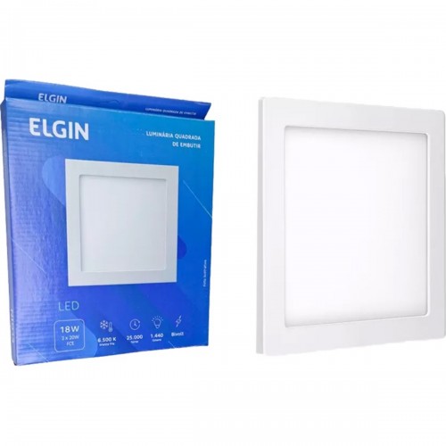 Plafon Led Embutir Elgin Quadrado 18W. 6500K. Bivolt Branco