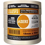 Fita Crepe Adere Para Pintura Imobiliaria 427 Profissional 18Mm X 50M - Kit C/16 Peças