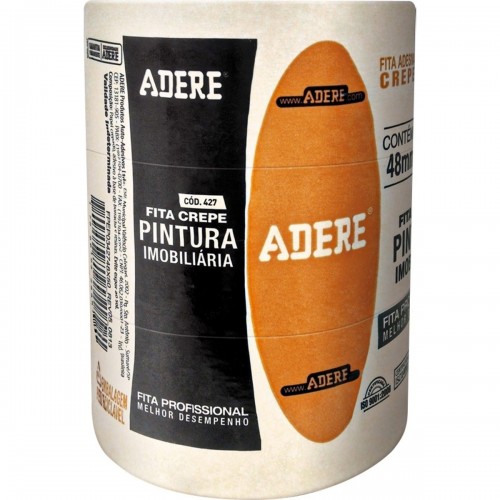 Fita Crepe Adere Para Pintura Imobiliaria 427 Profissional 48Mm X 50M - Kit C/3 Rolos